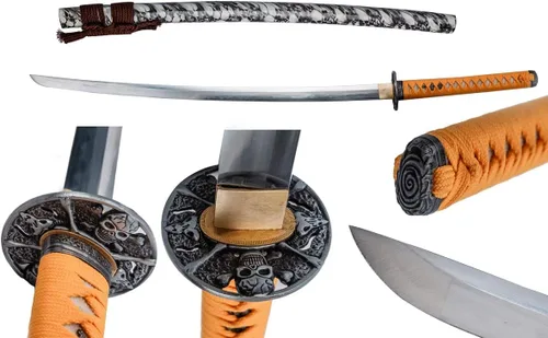 Miniatura 19 de Samurai Katana,1060 acero de alto carbono,Acero T10,Acero de Damasco,Aleación Tsuba,Mango de madera maciza