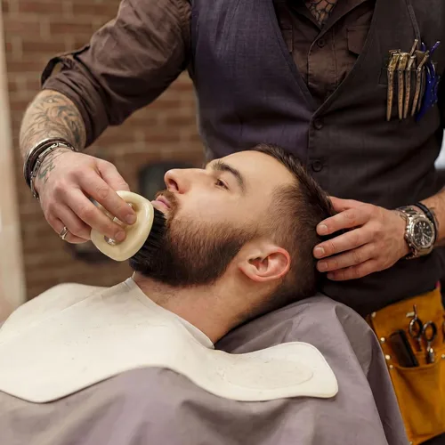 Miniatura 5 de Paquete de 4 cepillos para barba para hombres, cepillos de barba, cepillo de barbero para nudillos, cepillos para cara y cuello, suministros