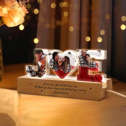 Miniatura 2 de Luz nocturna LED personalizada con collage de fotos, foto personalizada con cualquier cita y nombre, Navidad, amistad, regalos de cumpleaños