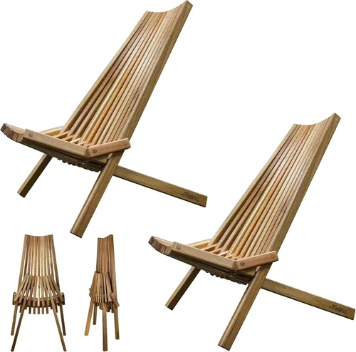 Miniatura 13 de Melino 2 sillas plegables de madera Tamarack, sillas Adirondack de bajo perfil de acacia con certificación FSC, silla plegable de madera