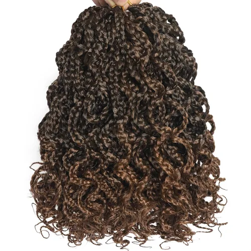 Miniatura 16 de Trenzas de caja Goddess de 150 hebras, cabello rizado de 8 pulgadas, trenzas de ganchillo pretrenzadas, trenzas de ganchillo pretrenzadas, trenzas