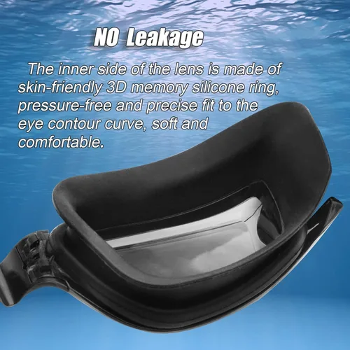 Miniatura 3 de Gafas de natación miopes -2.0D a -8.0D, gafas de natación antiniebla miopes con lente transparente, protección UV sin fugas Plateado