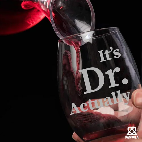 Miniatura 5 de Panvola Vaso de vino con texto en inglés "It's Dr Actually Doctor Gifts - Vaso de vino sin tallo, para estudiante de doctorado, hijo, hija, de mamá