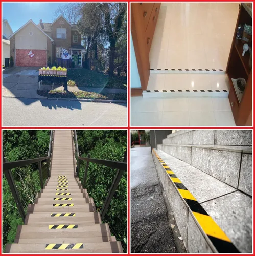 Miniatura 8 de GGR Supplies SST-618C Cinta de seguridad adhesiva de franja de advertencia de peligro negra y amarilla: 2" de ancho x 18 yardas. Negro y amarillo