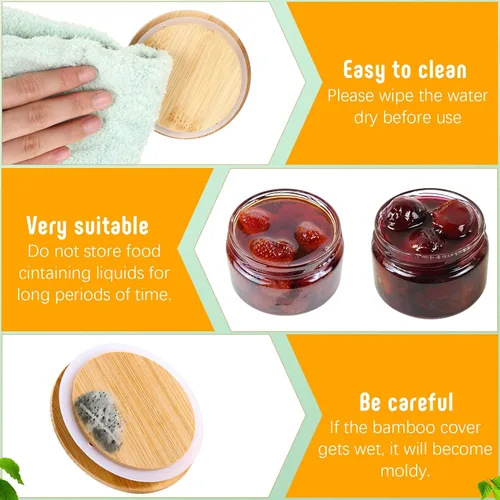 Miniatura 4 de 40 tapas de bambú para frascos de conservas, 20 tapas para tarros de conservas, boca regular, 20 piezas de boca ancha, reutilizables, de madera