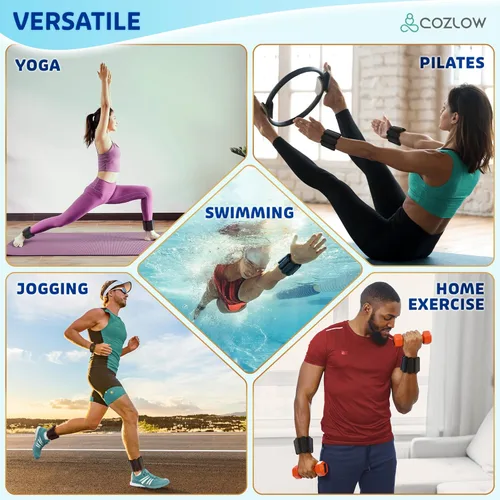 Miniatura 3 de Cozlow - Ankle & Wrist Weights - for Men & Women - 1 Pair - Adjustable Silicone Workout Bands for Fitness & Strength Training - Wearable Leg & Cuff