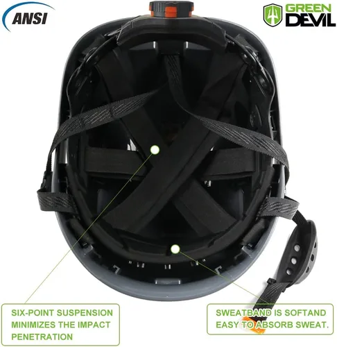 Miniatura 5 de GREEN DEVIL Casco de Seguridad Casco Duro con Visera Correa de Barbilla Ajustable Ligero Ventilado ABS Casco de Trabajo para Hombres y Mujeres Gris