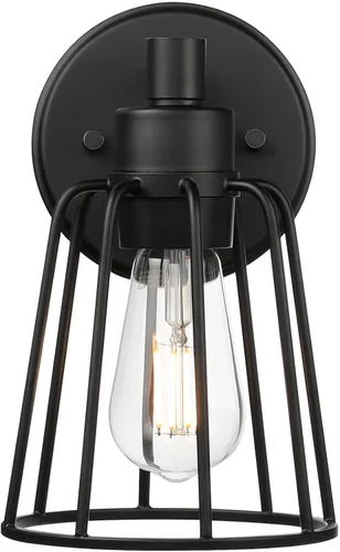 Miniatura 5 de XiNBEi Lighting Aplique de pared, apliques de jaula vintage, iluminación de pared, lámpara negra de granja XB-W1287-1-MB