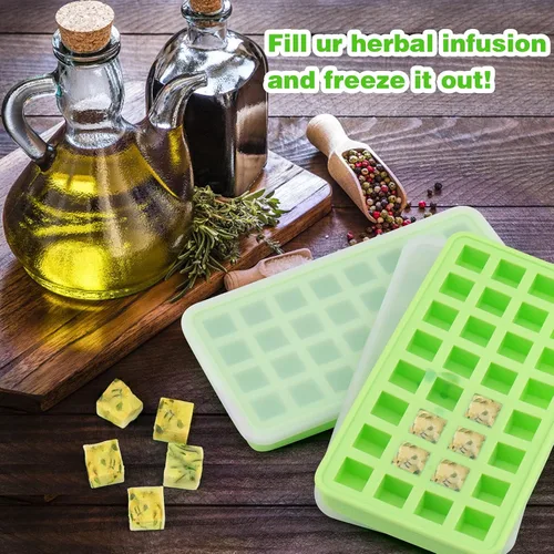 Miniatura 6 de AIERSA Moldes de Silicona para Cubos de Aceite Infusionado con Hierbas, 1 Pieza Bandeja Mini de Dulces Gomitas de 32 Cavidades, Moldes Cuadrados
