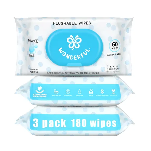 Miniatura 8 de Toallitas desechables WONDERFUL, Toallitas húmedas 100% a base de plantas con sabor a limón cítrico para adultos y niños, seguras