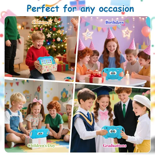 Miniatura 7 de Trayoo Tableta infantil de 7 pulgadas para niños de 3 a 12 años, tableta de 32 GB para niños pequeños con doble cámara, control parental, funda Azul