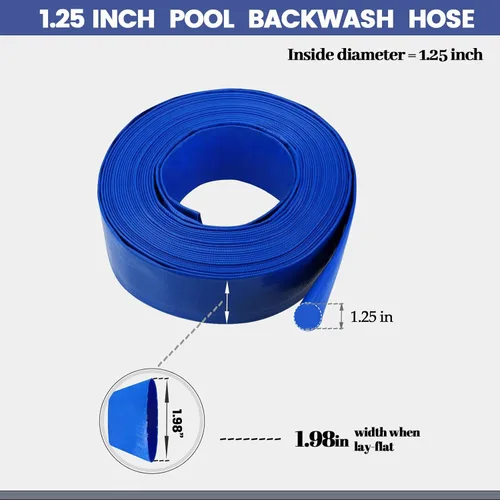 Miniatura 3 de Eastrans Manguera de Retrolavado Plana de PVC Azul de 1-1/4'' x 100 pies para Piscinas, Manguera de Descarga de Servicio Pesado Manguera de Drenaje