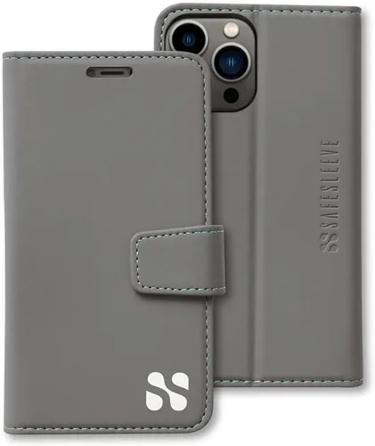 Miniatura 74 de SafeSleeve Funda de piel tipo cartera desmontable para iPhone 14 con bloqueador EMF para teléfono celular con 3 tarjeteros y soporte ajustable