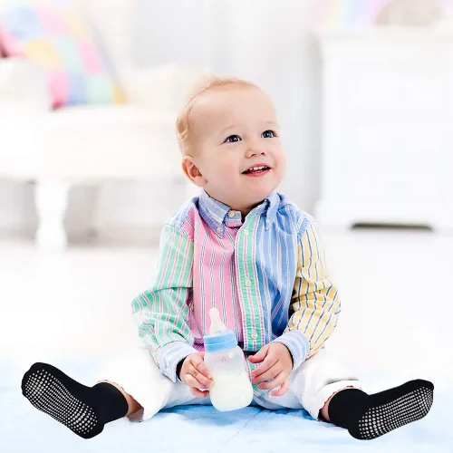 Miniatura 2 de Tphon Calcetines antideslizantes para niños pequeños, 12 pares de calcetines adhesivos antideslizantes para bebés de 1 a 10 años