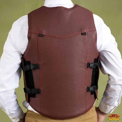 Miniatura 6 de HILASON Chaleco de seguridad para montar toros de cuero protector Granate Equestrian Unisex Rodeo Men & Women