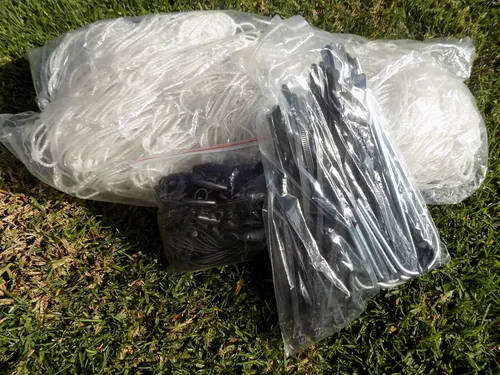 Miniatura 6 de Portería de fútbol de tamaño reglamentario de 24 x 8 pies con red de HDPE resistente a la intemperie. Acero galvanizado recubierto de polvo negro
