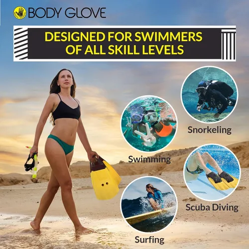 Miniatura 7 de Body Glove Floating Swim Fins for Adults, Natural Rubber Bodyboard Fins Flippers for Swimming, Snorkeling, Scuba Diving, Surfing, Bodyboarding