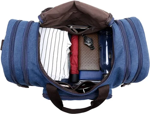 Miniatura 4 de Sechunk Bolso de lona de cuero grande para exteriores, Azul, Simple
