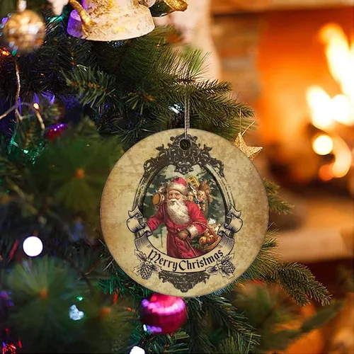 Miniatura 3 de Cheyan Divertido tema de Navidad retro adorno de porcelana de Navidad decoraciones para el hogar colgantes de Navidad Papá Noel árbol de Navidad