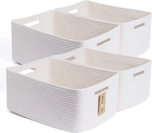 Miniatura 10 de MiniArk Cestas grandes de almacenamiento para estantes, organizadores de armario, para ropa, manta, toallas, guardería, caja de juguetes, cestas