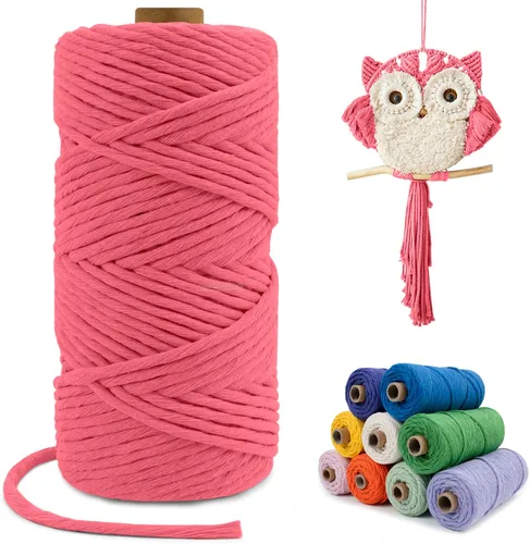 Miniatura 126 de Cuerda de macramé de una sola hebra de 0.197 in x 110 yardas, cuerda de macramé de algodón natural de 0.197 in, cuerda de algodón grueso para colgar