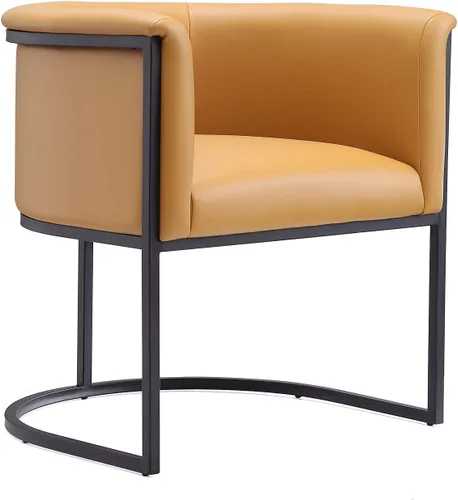 Miniatura 16 de Manhattan Comfort Bali - Silla de comedor de piel sintética, diseño Art Deco moderno con silueta escultórica, marco de metal, cojines acolchados