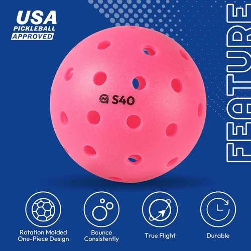 Miniatura 2 de A11N S40 - Pelotas de pickleball para exteriores, aprobadas por Pickleball de Estados Unidos para jugar en torneos, paquete de 3/6/12/50, verde