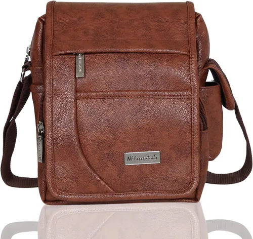 NFI essentials Men's Leather Sling Bag Stylish Cross Body Travel Office Business Messenger Bag for Men & Women
