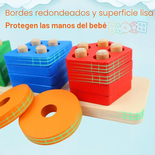 Miniatura 4 de PEBIRA Juguetes Montessori para niños y niñas de 1 a 3 años, juguetes de clasificación y apilamiento de madera para niños pequeños y preescolares