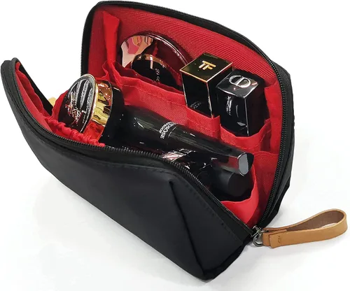 Miniatura 2 de Pequeña bolsa de maquillaje para bolso, bolsa de maquillaje, pequeña bolsa de cosméticos, mini bolso portátil para mujeres y niñas, Negro