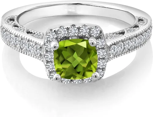 Miniatura 59 de Gem Stone King Anillo de compromiso de plata de ley 925 de 0.236 in con piedra natal y zafiro blanco creado con acento Anillo de compromiso