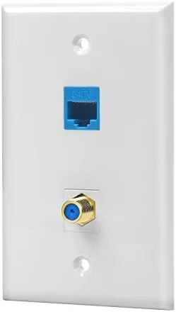 IBL -1 puerto Ethernet Cat6 y 1 placa de pared de puerto tipo F coaxial de cable chapado en oro (blanco)