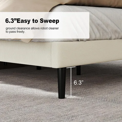 Miniatura 5 de HAOARA Marco de cama tamaño completo con cabecera tapizada en tela, cama plataforma con soporte de listones de madera, base de colchón completa