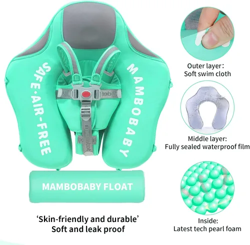 Miniatura 2 de Mambobaby Flotador para añadir cola sin volteo, flotador de natación para bebé, flotador de espuma de perlas, flotadores de agua sólida, entrenador