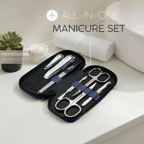 Miniatura 2 de Set de manicura Solingen hecho en Alemania - Kit exclusivo de 7 piezas de cortauñas para dedos de manos y pies para mujeres y hombres en estuche