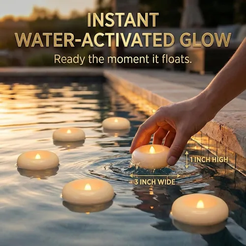 Miniatura 8 de Aignis 24 velas flotantes LED sin llama, velas de plástico de 3 pulgadas que funcionan con pilas, tiempo de brillo de más de 120 horas, luz blanca