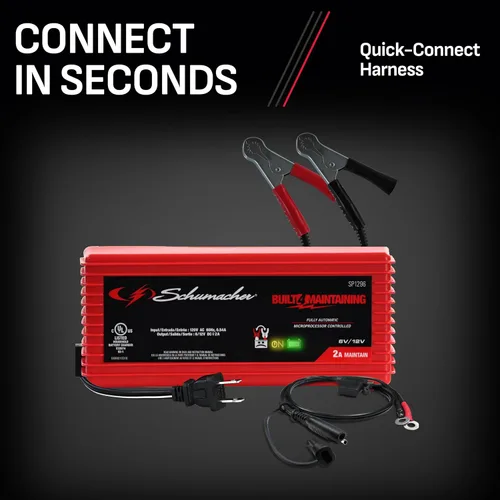 Miniatura 5 de Schumacher Electric 2A Cargador y Mantenedor de Batería de Auto, Solución 3-en-1, para Baterías de 6V/12V para Deportes Acuáticos, Automotrices
