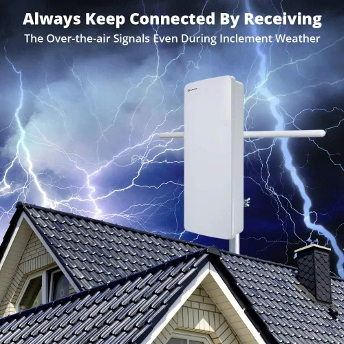 Miniatura 7 de ANTOP - Antena de TV para interiores y exteriores con panel de refuerzo inteligente HD con poste J (AT-800SBSJ)