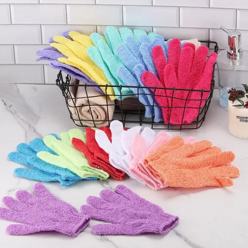 Miniatura 7 de BTYMS 24 guantes exfoliantes de ducha, guantes exfoliantes de manos, guantes de lavado de lufa para ducha, spa, masajes y exfoliantes corporales
