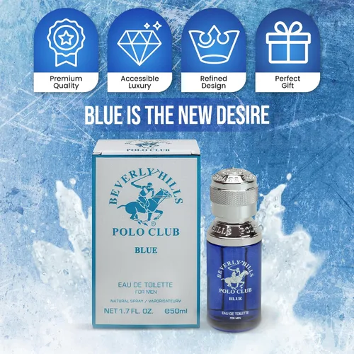 Miniatura 4 de Beverly Hills Polo Club Blue for Men Eau de Toilette - Aroma acuático fresco, fragancia de larga duración, 1.7 onzas líquidas