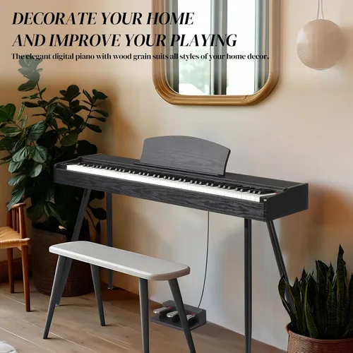 Miniatura 6 de Ktaxon Piano de Teclado de 88 Teclas con Acción Ponderada, Piano de Teclado Electrónico, Piano Digital con Unidad de 3 Pedales, Soporte de Música
