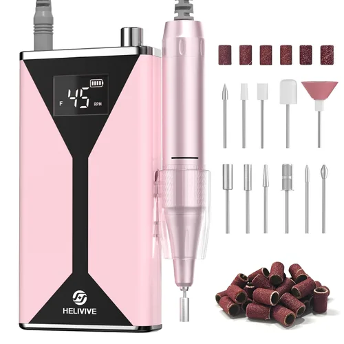 Miniatura 9 de Taladro de uñas eléctrico profesional de 45000 RPM (portátil y recargable) (con 11 brocas), máquina de lima de uñas inalámbrica para dar