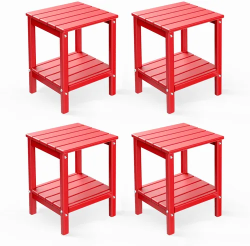 Miniatura 10 de GREENVINES Adirondack - Mesa lateral para exteriores 14 x 13 pulgadas Plástico HDPE Todo clima Aqua Mesas auxiliares exteriores Estante