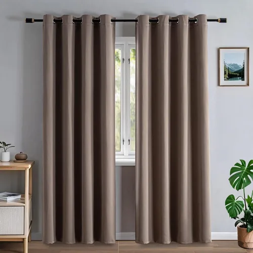 Miniatura 36 de Cortinas opacas para sala de estar, cortinas 100% opacas de 90 pulgadas de largo, juego de 2 paneles de 2 paneles, con aislamiento térmico, pestaña