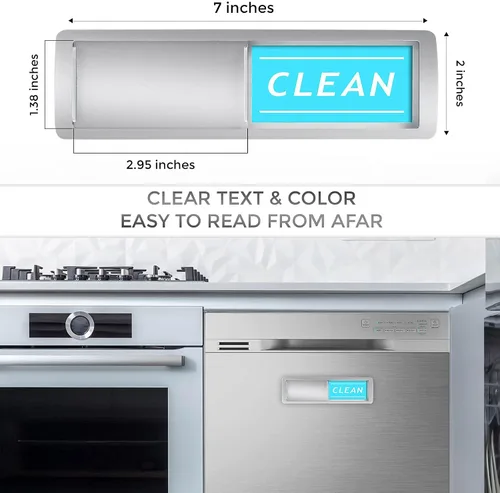 Miniatura 3 de Elegante imán para lavavajillas con texto en inglés "Clean Dirty", fácil de leer, fuerte magnético para decoración de cocina del hogar