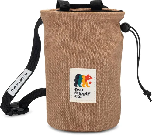 Miniatura 5 de Oso Supply Co - Bolsa de tiza de lona encerada para escalada en roca, cubo de tiza para escalada en roca con cinturón, impermeable, bolsillo