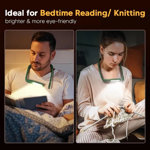 Miniatura 3 de Luz de lectura para el cuello, luz recargable de 80 horas para leer en la cama, lámpara de lectura ancha amigable con los ojos, brazos flexibles