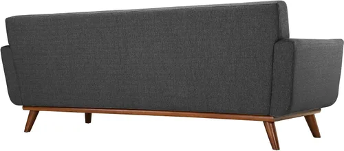 Miniatura 5 de Modway Engage - Sillón de una pieza tapizado con tela y sofá de dos piezas de estilo de mediados de siglo, Tela, Gris