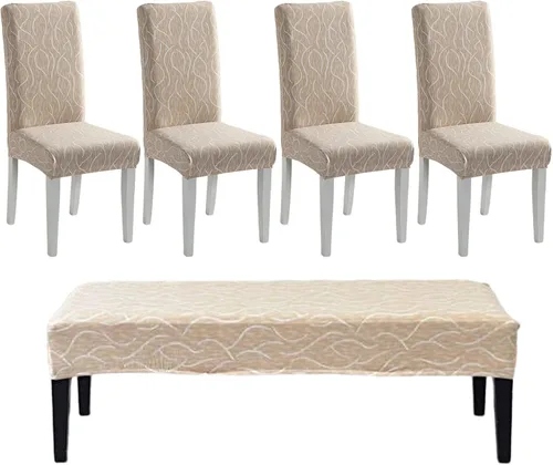 Miniatura 16 de HAOYONG Funda para Silla de Comedor con Estampado, Funda Desmontable Lavable para Silla Parsons, Protector de Asiento Desmontable para Comedor, 15