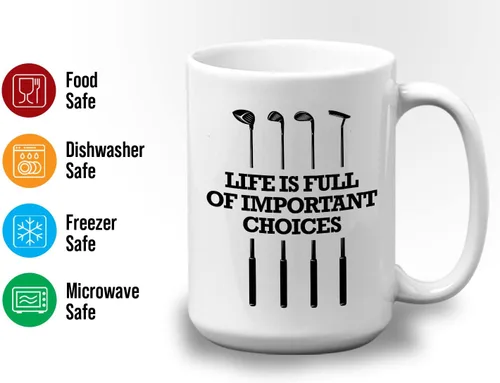 Miniatura 3 de Bubble Hugs Taza de café de golf de 15 onzas, la vida está llena de opciones importantes, divertido regalo de broma para atletas, aficionados